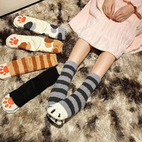 Chaud Comme un Chat™ | Chaussettes Douillettes avec Motifs Pattes de Chat